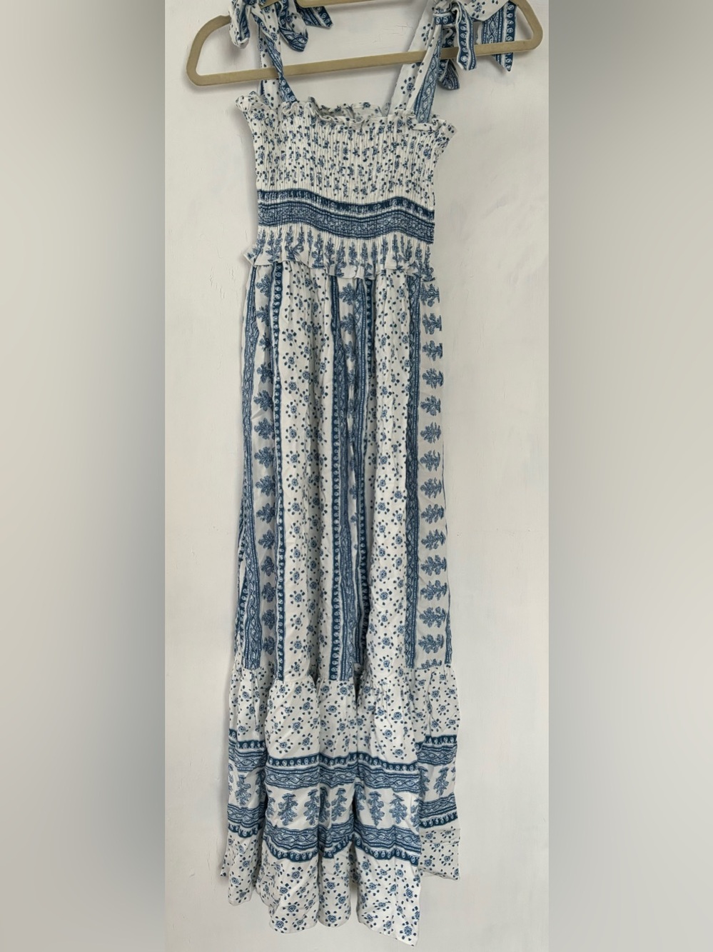 Zara Blue and White Boho Maxi Dress